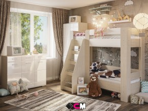 Детская Симба с двухъярусной кроватью белый глянец в Сысерти - sysert.magazinmebel.ru | фото - изображение 1