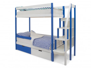 Двухъярусная кровать Svogen с ящиками и бортиком сине-белый в Сысерти - sysert.magazinmebel.ru | фото - изображение 1
