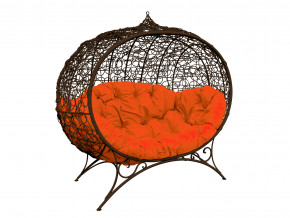Кокон Улей на ножках с ротангом оранжевая подушка в Сысерти - sysert.magazinmebel.ru | фото