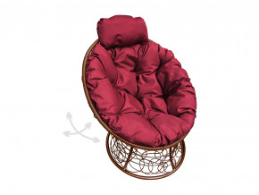 Кресло Папасан мини пружинка с ротангом бордовая подушка в Сысерти - sysert.magazinmebel.ru | фото
