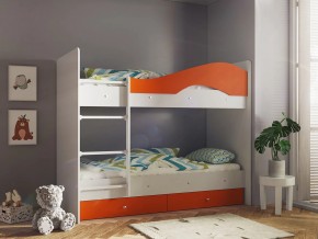 Кровать 2-х ярусная Мая с ящиками на латофлексах белый-оранж в Сысерти - sysert.magazinmebel.ru | фото
