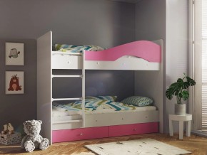 Кровать 2-х ярусная Мая с ящиками на латофлексах белый-розовый в Сысерти - sysert.magazinmebel.ru | фото - изображение 1