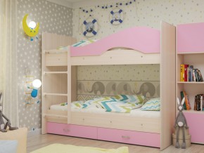 Кровать 2-х ярусная Мая с ящиками на латофлексах розовая в Сысерти - sysert.magazinmebel.ru | фото - изображение 1