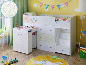 Кровать чердак Малыш 70х160 белый с фасадом для рисования феритейл в Сысерти - sysert.magazinmebel.ru | фото - изображение 1
