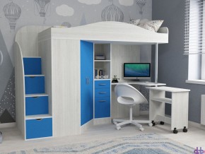 Кровать чердак Юниор 4 винтерберг-голубой в Сысерти - sysert.magazinmebel.ru | фото