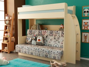 Кровать-диван двухярусная Омега 17 млечный дуб в Сысерти - sysert.magazinmebel.ru | фото