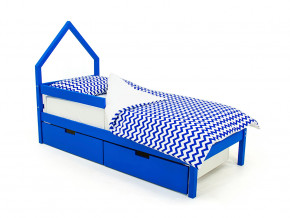 Кровать-домик мини Svogen с ящиками и бортиком синий в Сысерти - sysert.magazinmebel.ru | фото