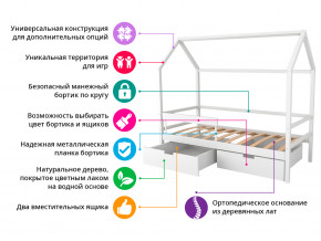 Кровать-домик Svogen с фото с ящиками и бортиком белый/барашки в Сысерти - sysert.magazinmebel.ru | фото - изображение 2
