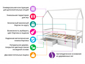 Кровать-домик Svogen с ящиками и бортиком бежево-белый в Сысерти - sysert.magazinmebel.ru | фото - изображение 2