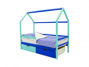 Кровать-домик Svogen с ящиками и бортиком мятно-синий в Сысерти - sysert.magazinmebel.ru | фото - изображение 1