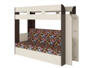 Кровать двухъярусная Карамель 75 венге ткань машинки в Сысерти - sysert.magazinmebel.ru | фото