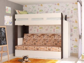 Кровать двухъярусная Карамель 75 венге ткань савана в Сысерти - sysert.magazinmebel.ru | фото - изображение 1