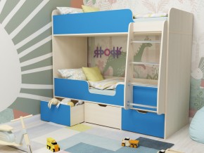 Кровать двухъярусная Малыш двойняшка дуб молочный-голубой в Сысерти - sysert.magazinmebel.ru | фото - изображение 1