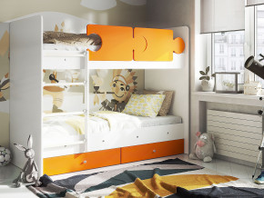 Кровать двухъярусная Тетрис латы с бортиками белый-оранжевый в Сысерти - sysert.magazinmebel.ru | фото - изображение 1