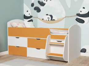 Кровать Малыш-7 белое дерево-оранжевый в Сысерти - sysert.magazinmebel.ru | фото