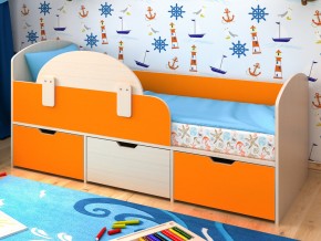 Кровать Малыш Мини Дуб молочный-Оранжевый без бортика в Сысерти - sysert.magazinmebel.ru | фото