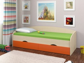 Кровать Соня 2 дуб молочный-оранжевый в Сысерти - sysert.magazinmebel.ru | фото