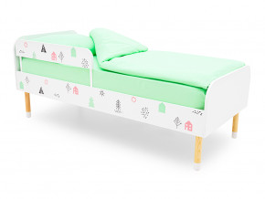 Кровать Stumpa Классика с бортиком рисунок Домики розовый, бирюзовый в Сысерти - sysert.magazinmebel.ru | фото