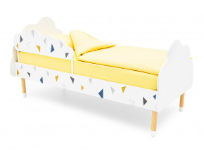 Кровать Stumpa Облако с бортиком рисунок Треугольники желтый, синий в Сысерти - sysert.magazinmebel.ru | фото - изображение 1