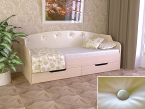 Кровать Юниор Тип 2 дуб молочный-белый перламутр 800х1600 в Сысерти - sysert.magazinmebel.ru | фото