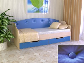 Кровать Юниор Тип 2 дуб молочный/синий 800х1600 в Сысерти - sysert.magazinmebel.ru | фото