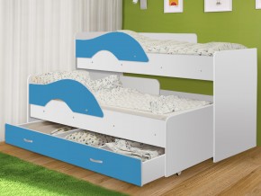 Кровать выкатная Радуга с ящиком 80х160 белая-голубой в Сысерти - sysert.magazinmebel.ru | фото