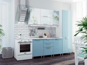 Кухня 2100 Бьянка голубые блестки в Сысерти - sysert.magazinmebel.ru | фото
