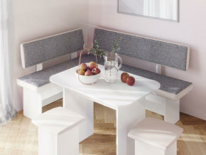 Кухонный уголок Парма Белый, ткань серая в Сысерти - sysert.magazinmebel.ru | фото - изображение 3