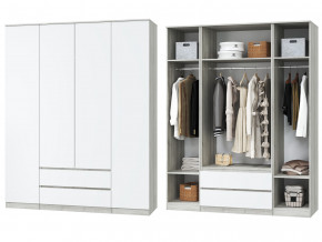 Шкаф для одежды четырехдверный Лори дуб серый, белый в Сысерти - sysert.magazinmebel.ru | фото