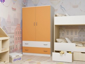 Шкаф двухстворчатый белый-оранж в Сысерти - sysert.magazinmebel.ru | фото