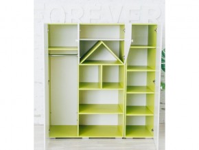 Шкаф-стеллаж Домик с пеналами зеленый-белый в Сысерти - sysert.magazinmebel.ru | фото - изображение 2