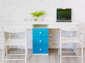 Стол письменный двухместный В 5 голубой в Сысерти - sysert.magazinmebel.ru | фото - изображение 1
