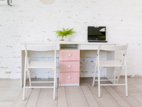 Стол письменный двухместный В 5 розовый в Сысерти - sysert.magazinmebel.ru | фото - изображение 1