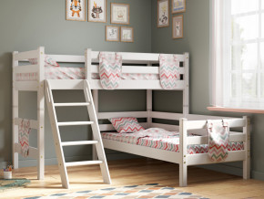 Угловая кровать Соня Вариант 8 с наклонной лестницей белая в Сысерти - sysert.magazinmebel.ru | фото